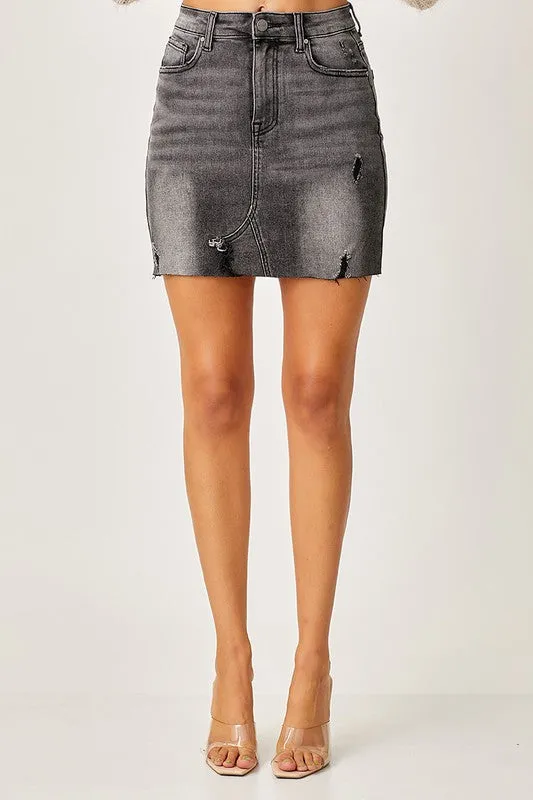 Risen Jeans Distressed Skirt - Black
