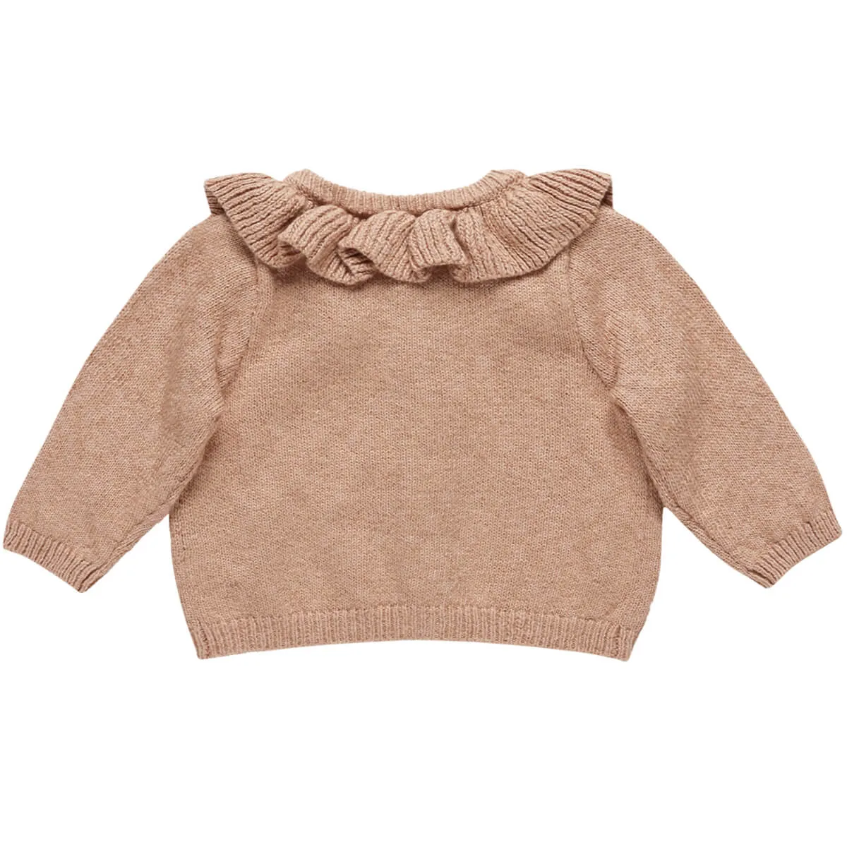 Ruffle Collar Cardigan in Rose by Quincy Mae