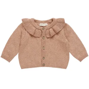 Ruffle Collar Cardigan in Rose by Quincy Mae