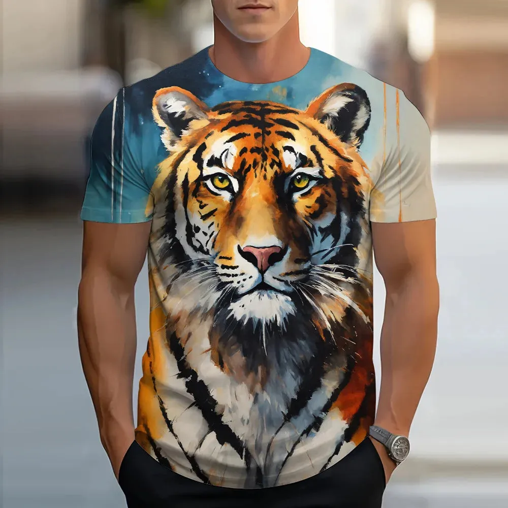 S-6xl Printed T Short Sleeve Casual Streetwear.
