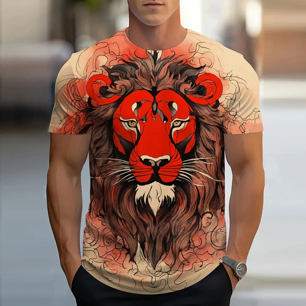 S-6xl Printed T Short Sleeve Casual Streetwear.