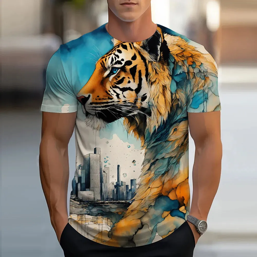 S-6xl Printed T Short Sleeve Casual Streetwear.