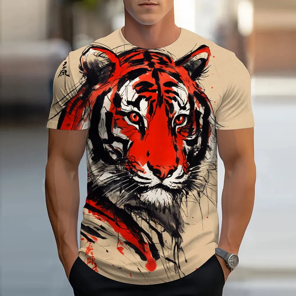 S-6xl Printed T Short Sleeve Casual Streetwear.
