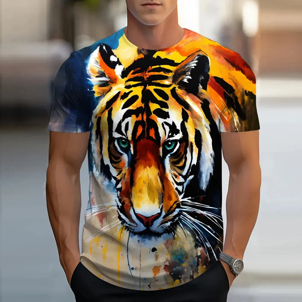 S-6xl Printed T Short Sleeve Casual Streetwear.