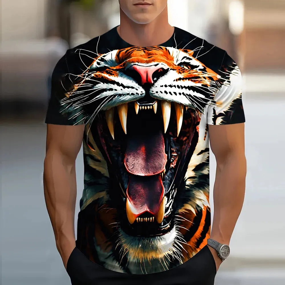 S-6xl Printed T Short Sleeve Casual Streetwear.