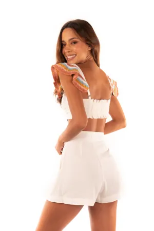 SANLIER Flamingo Shorts in White