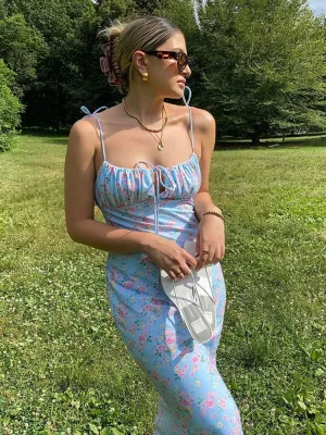 Sexy Floral Backless Bandage Maxi Chic Dress