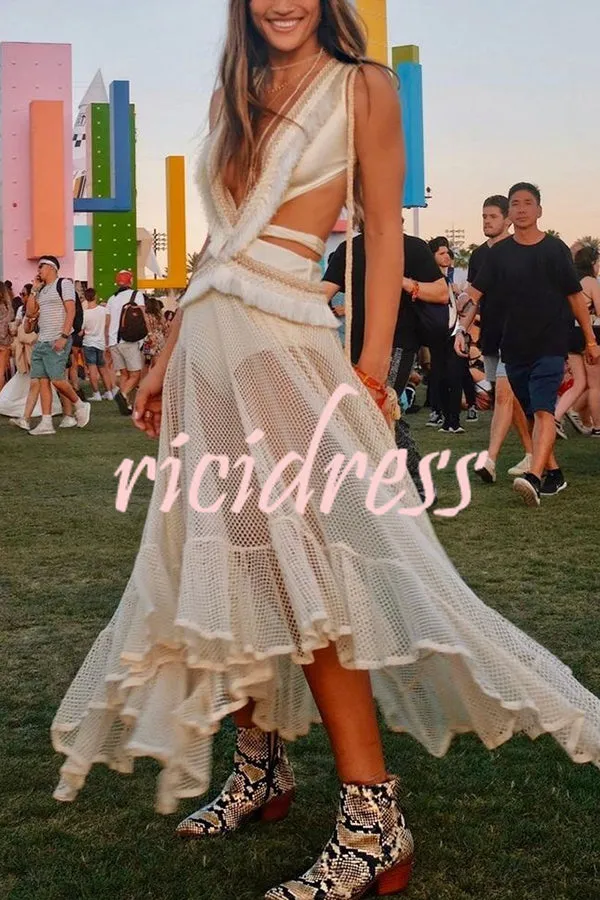 Sexy See-through Mesh Lace Resort Beach Skirt