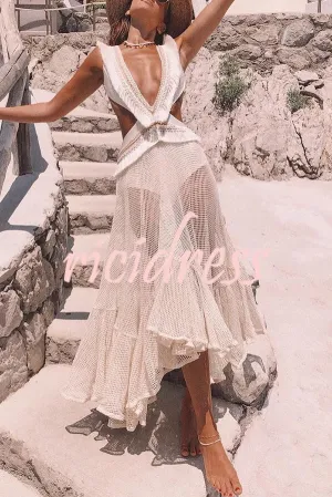 Sexy See-through Mesh Lace Resort Beach Skirt