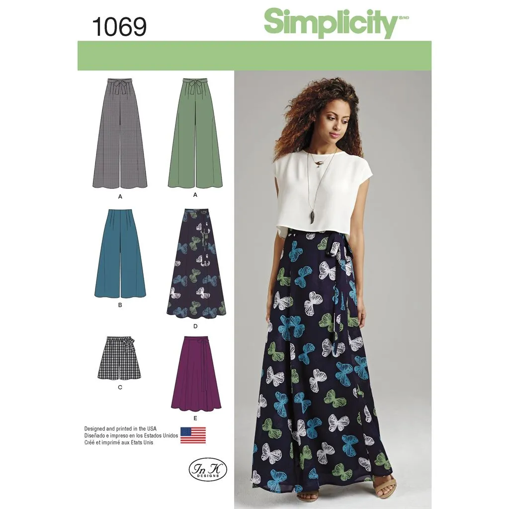 Simplicity Pattern 1069 Women's Wide Leg Trousers or Shorts & Skirts in 2 Lengths