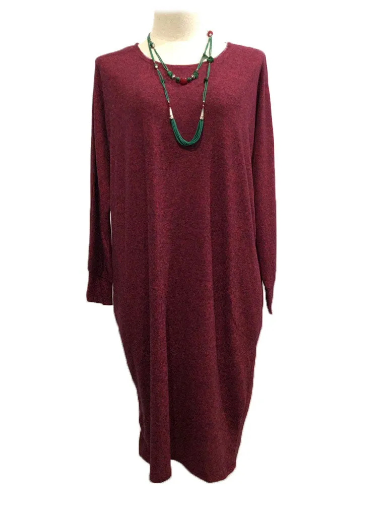 Soft Stretchy Dress Red Wine