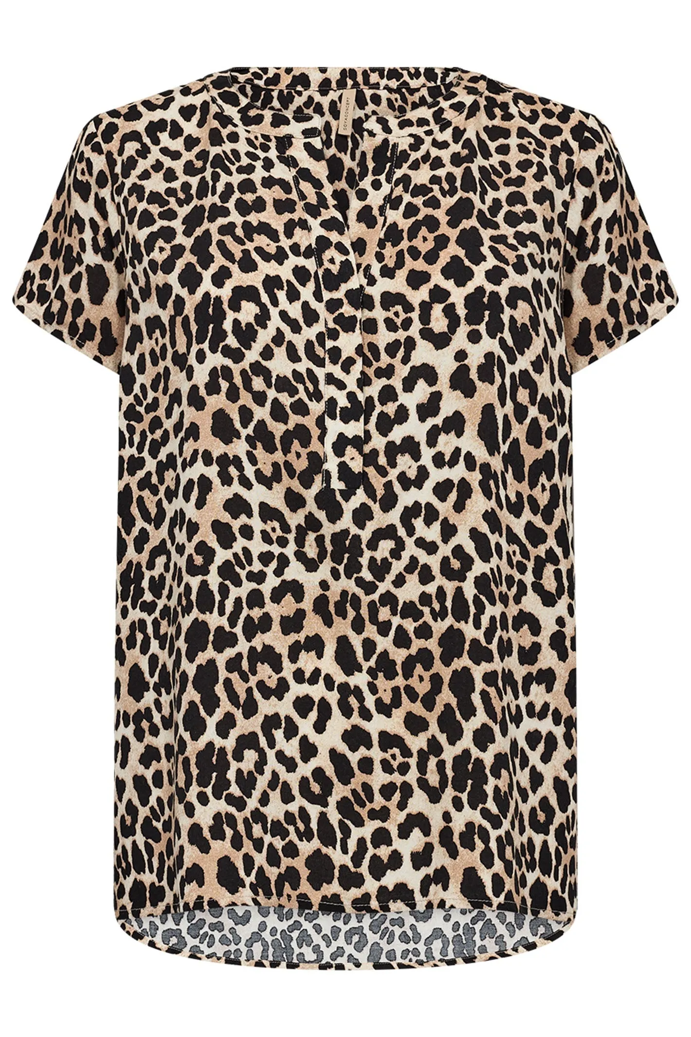 Soya Concept SC-Pietta 41095-20 V-Neck T-Shirt Beige Leopard Print