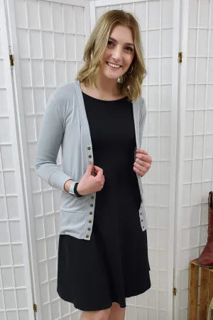 Taelynn Light Grey Button Cardigan 2XL