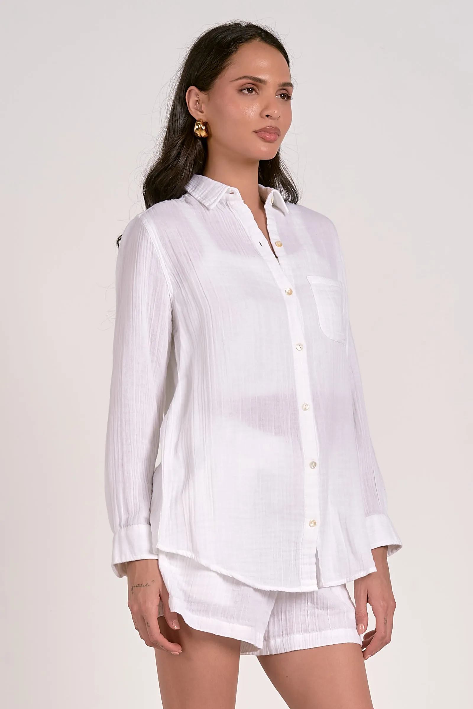 The Charlize Gauze Button Down Top