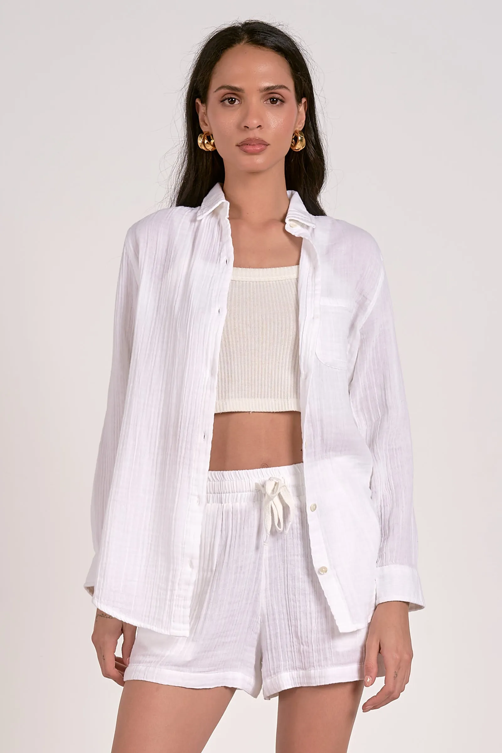The Charlize Gauze Button Down Top