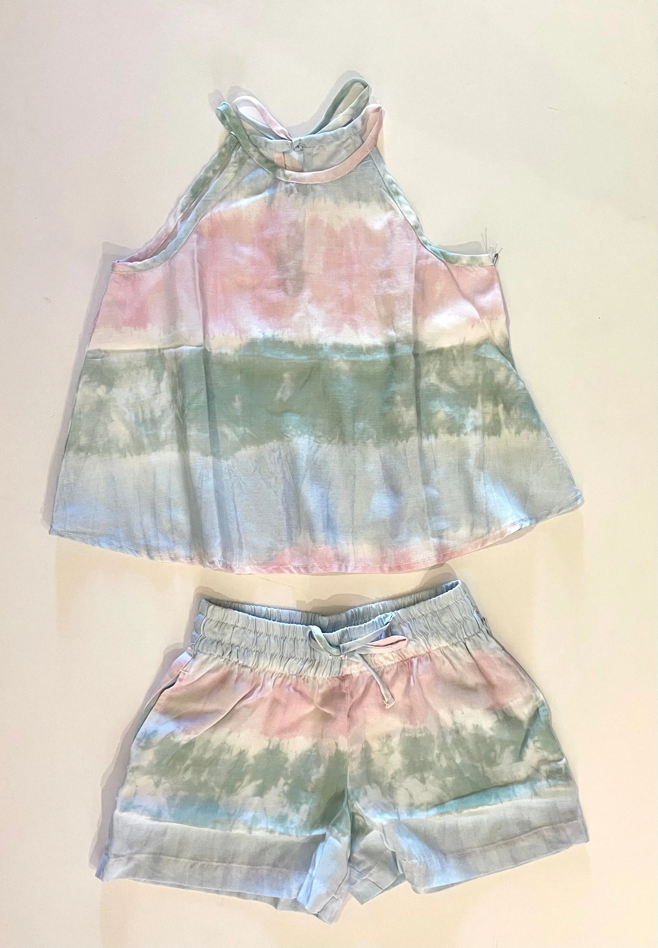 Tie Dye Stripes Tie Back Halter Tank