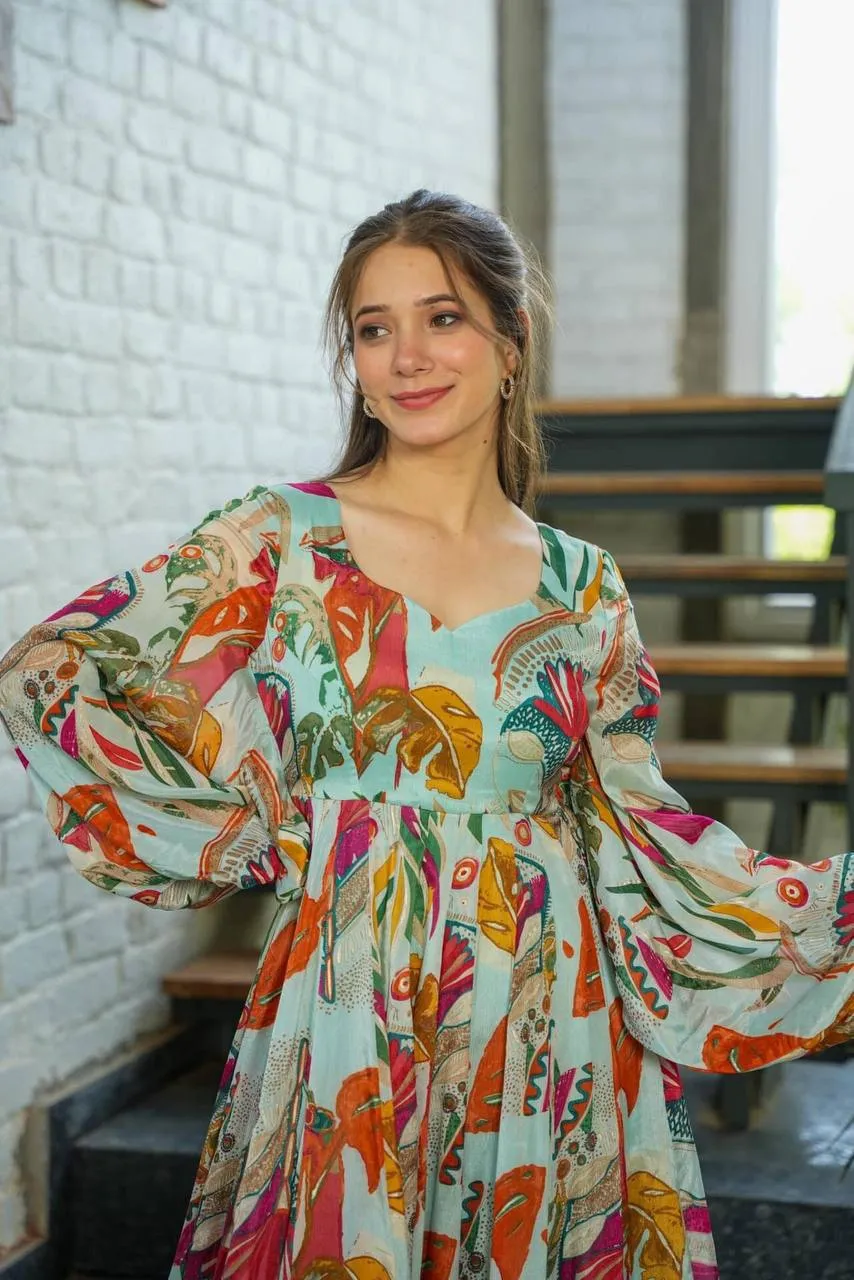 Tropical Flowy silhouette Dress