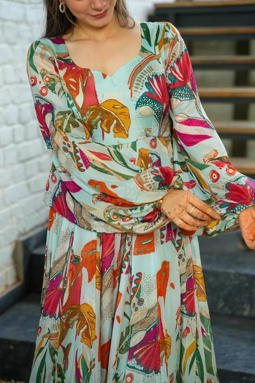 Tropical Flowy silhouette Dress