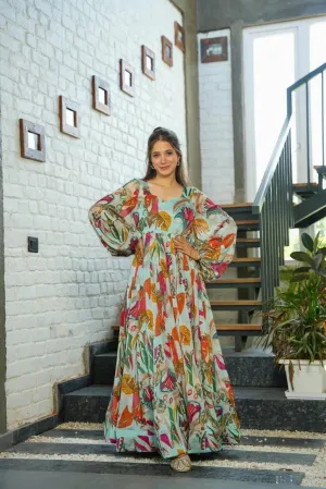 Tropical Flowy silhouette Dress