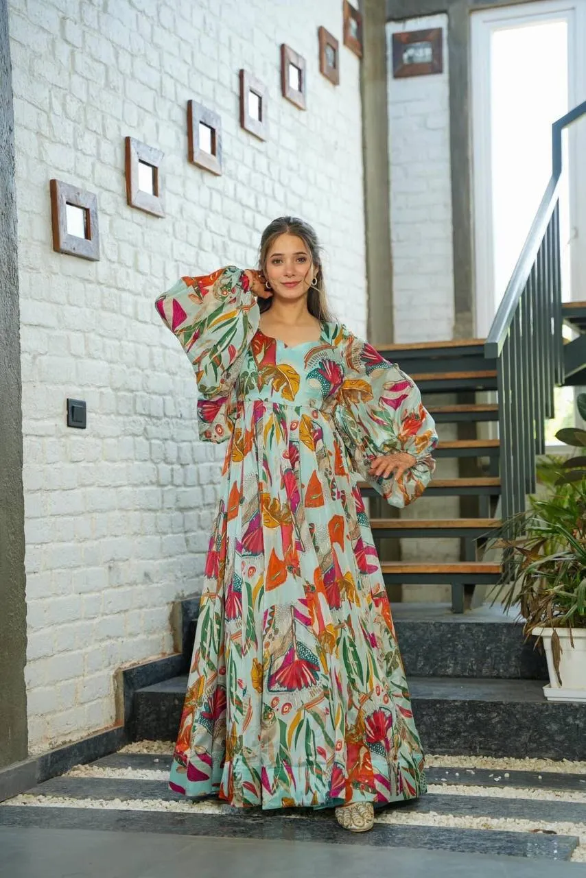 Tropical Flowy silhouette Dress