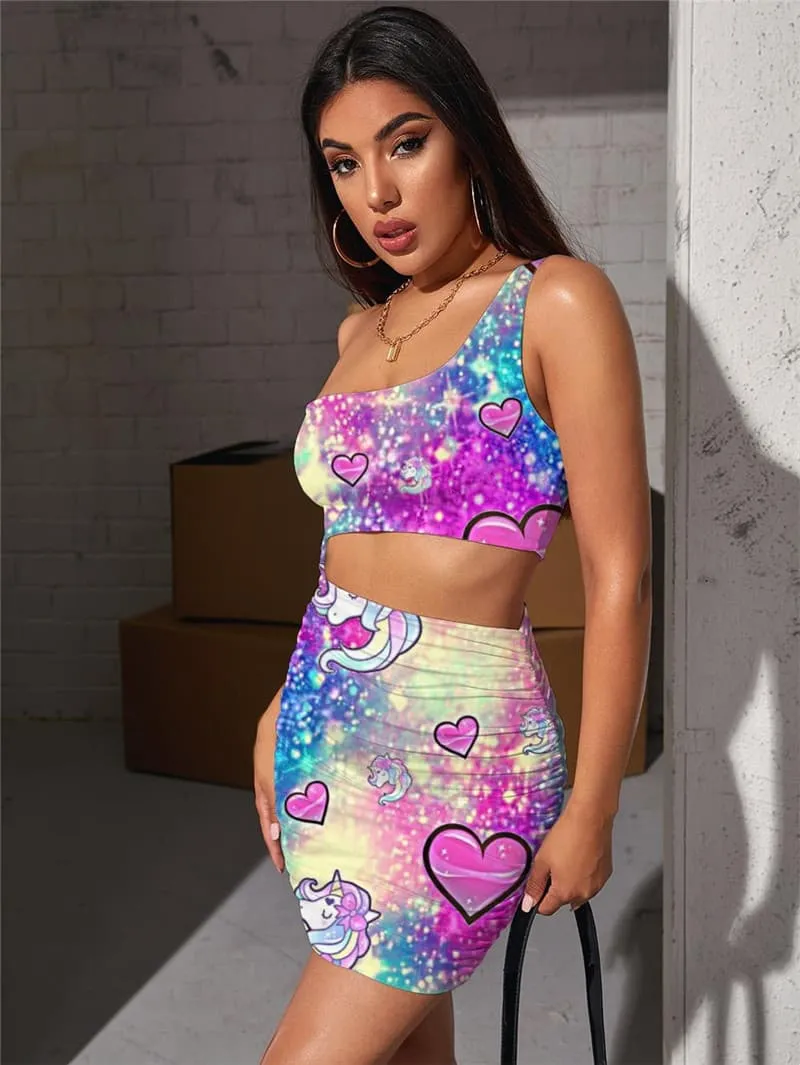 Unicorn Dress Women Animal Hollow out Dresses Colorful Bodycon Dress Rainbow 3d Print