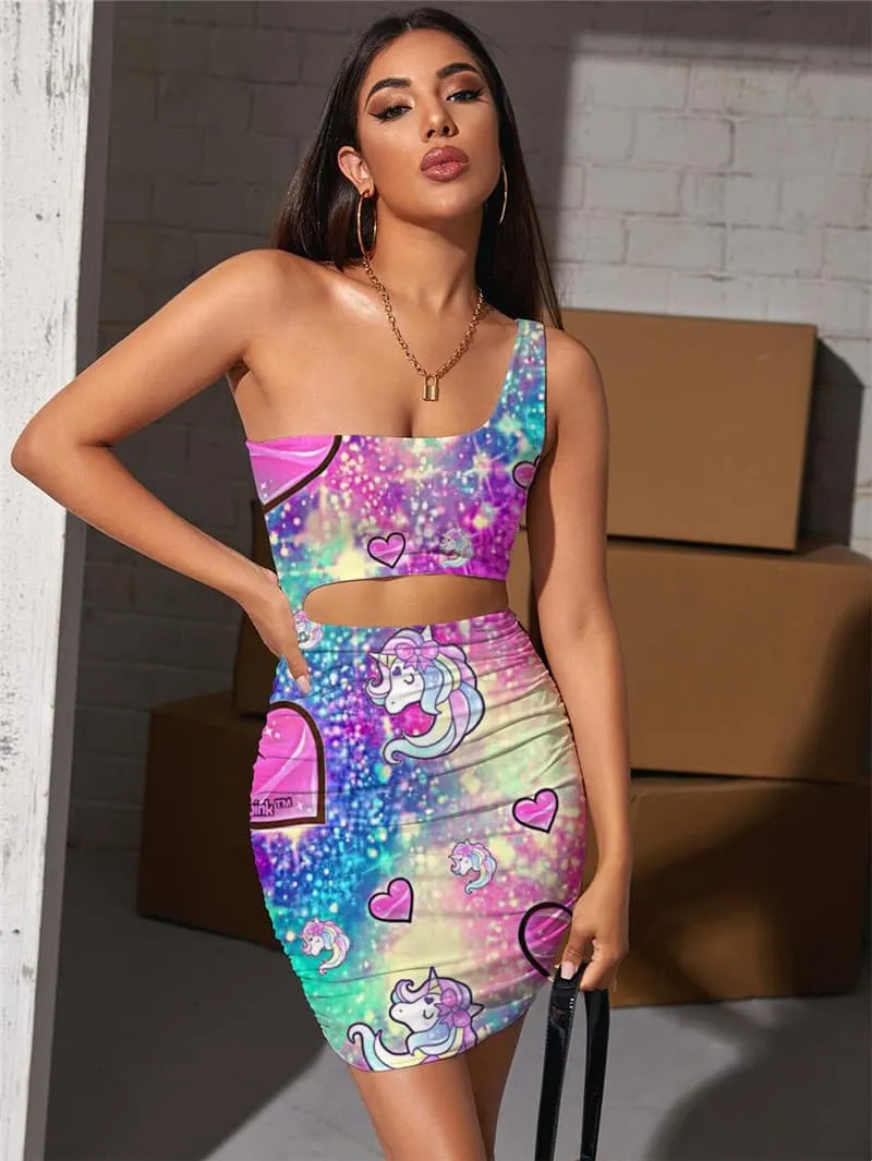 Unicorn Dress Women Animal Hollow out Dresses Colorful Bodycon Dress Rainbow 3d Print