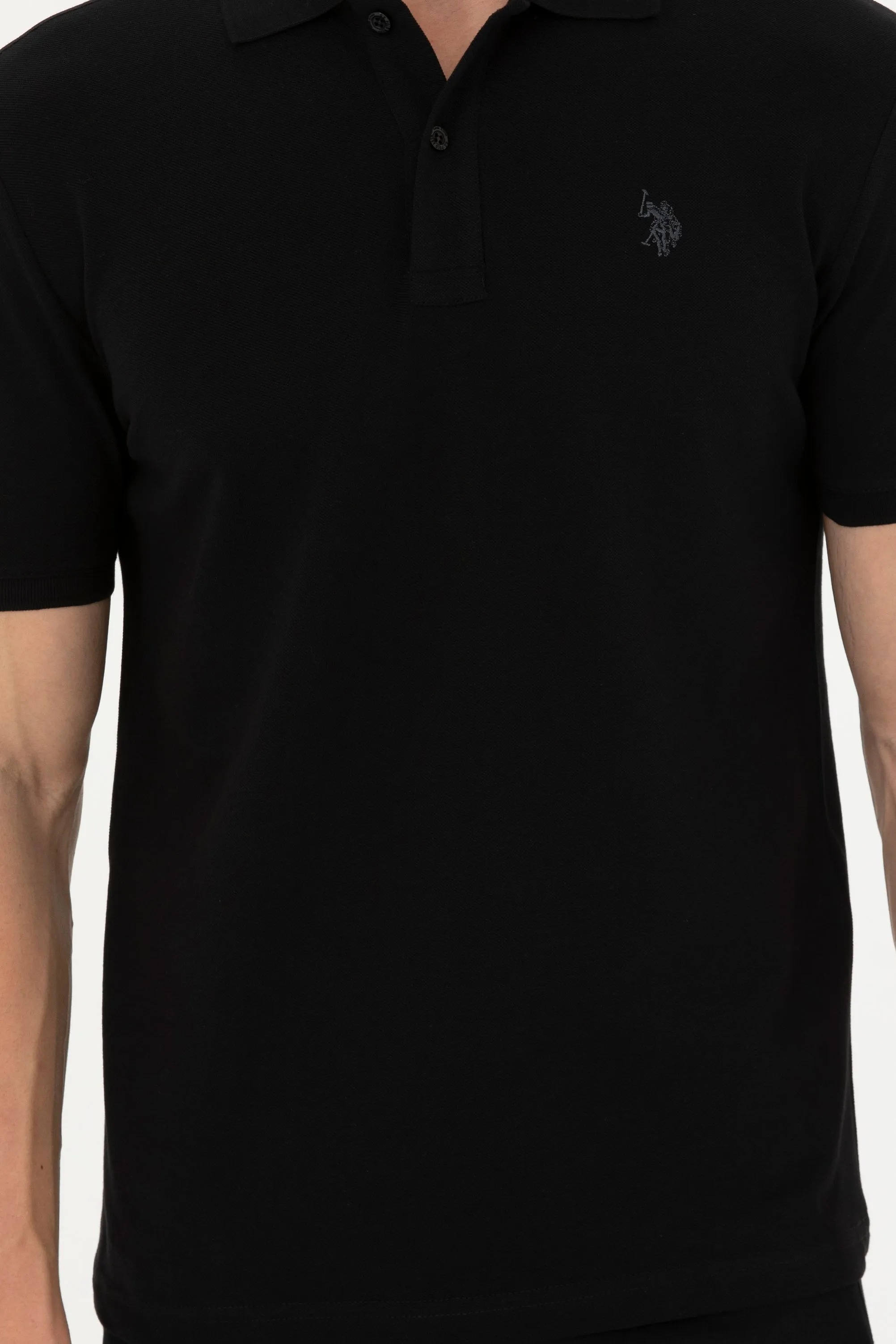 USPA Polo Shirt Men Black VR046 USPOM242 Single Color Horse US Polo Assn.