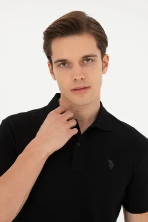 USPA Polo Shirt Men Black VR046 USPOM242 Single Color Horse US Polo Assn.