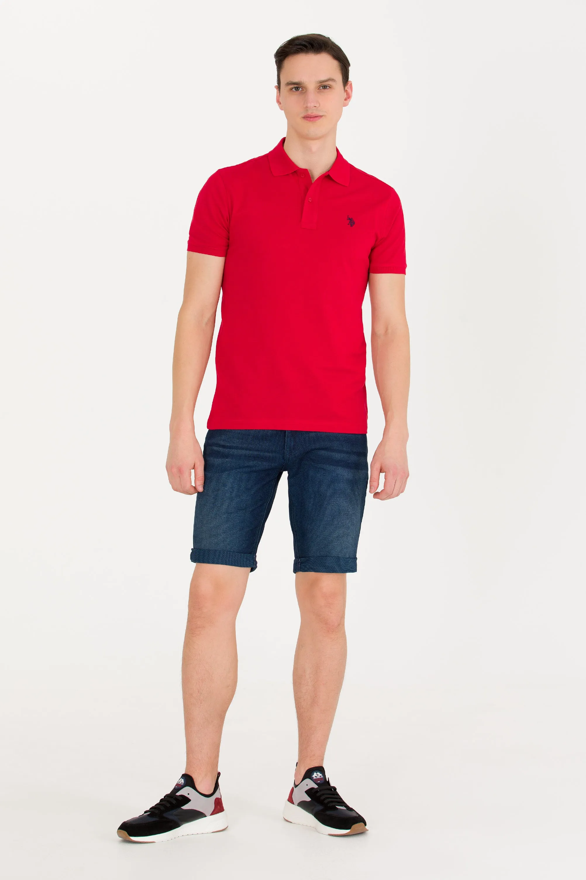 USPA Polo Shirt Men Red VR171 USPOM212 Single Color Horse US Polo Assn.