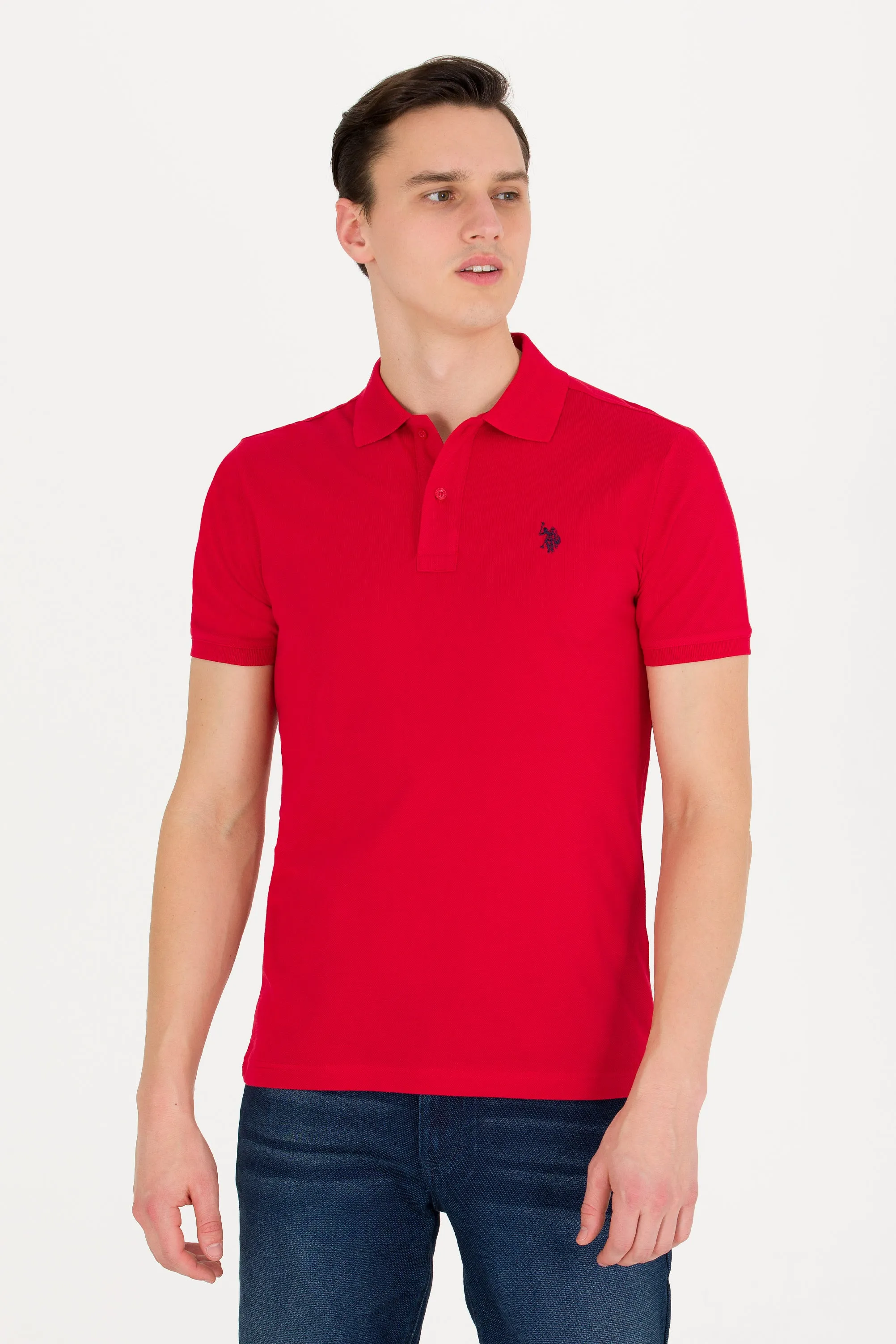 USPA Polo Shirt Men Red VR171 USPOM212 Single Color Horse US Polo Assn.