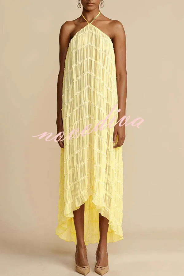 Versatility and Vintage Charm Pleated Drawstring Waist Tiered Maxi Skirt