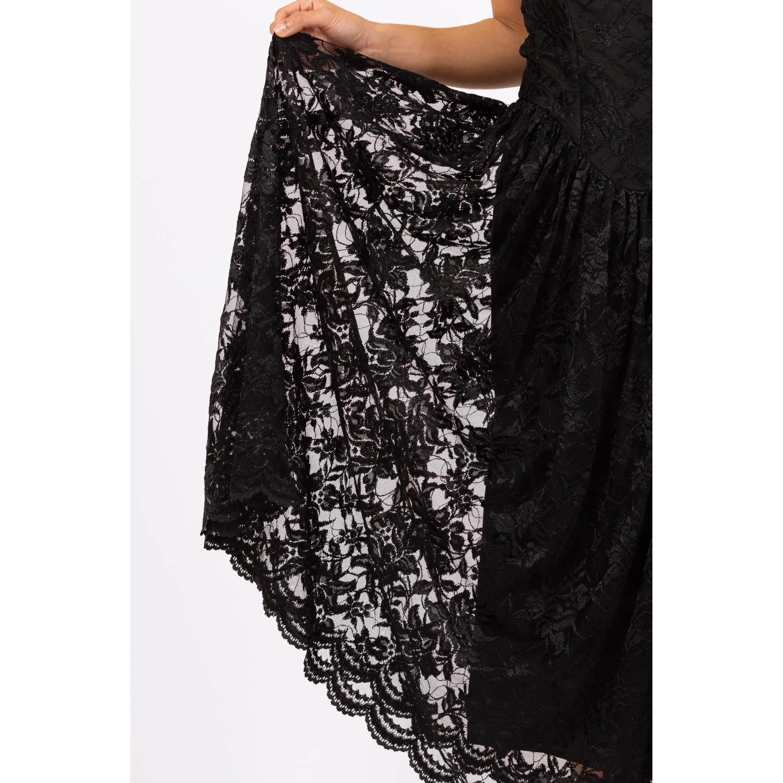 Vintage 80s Betsey Johnson Punk Label Black Lace Strapless Party Dress - Medium