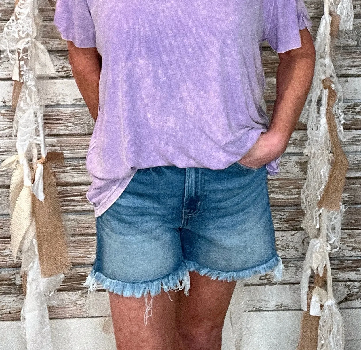 Weekend Wanderer Frayed Denim Shorts