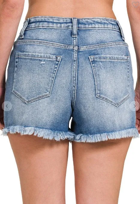Weekend Wanderer Frayed Denim Shorts