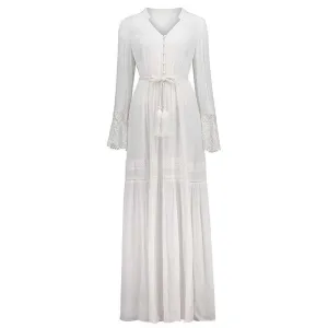 White Lace Up Chic Dress