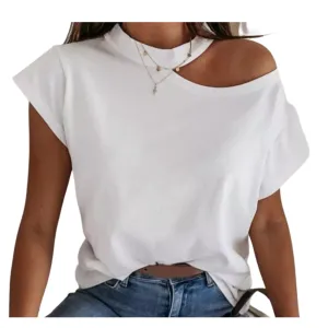 White off shoulder short sleeve t shirt