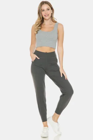 Wide Waistband Active Joggers in Charcoal