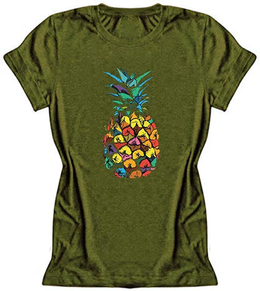 Women Colorful Pineapple T-Shirt