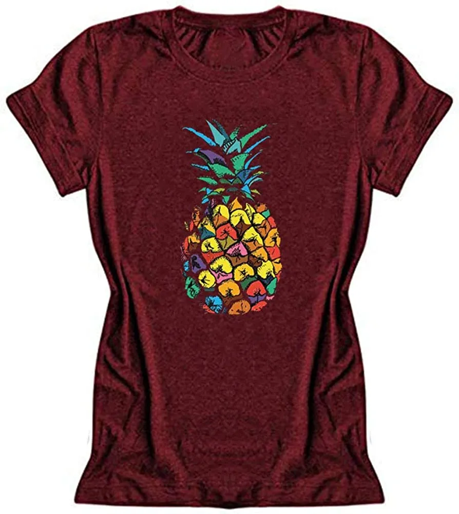 Women Colorful Pineapple T-Shirt