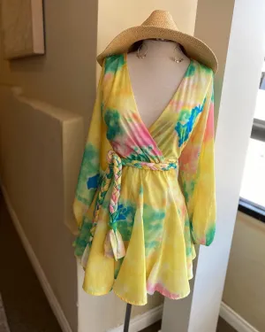 Yellow Rainbow Flowy Dress