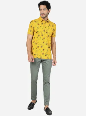 Yolk Yellow Printed Slim Fit Polo T-Shirt | JadeBlue Yolk Yellow Printed Slim Fit Polo T-Shirt | JadeBlue